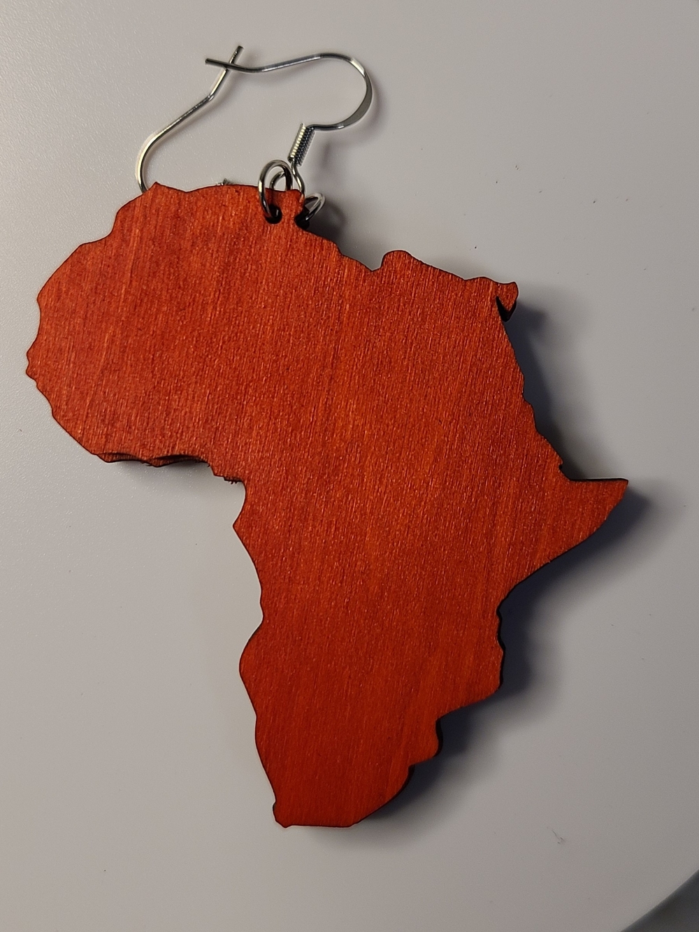 Laser Cut Africa Map Wooden Dangle Earring - Red